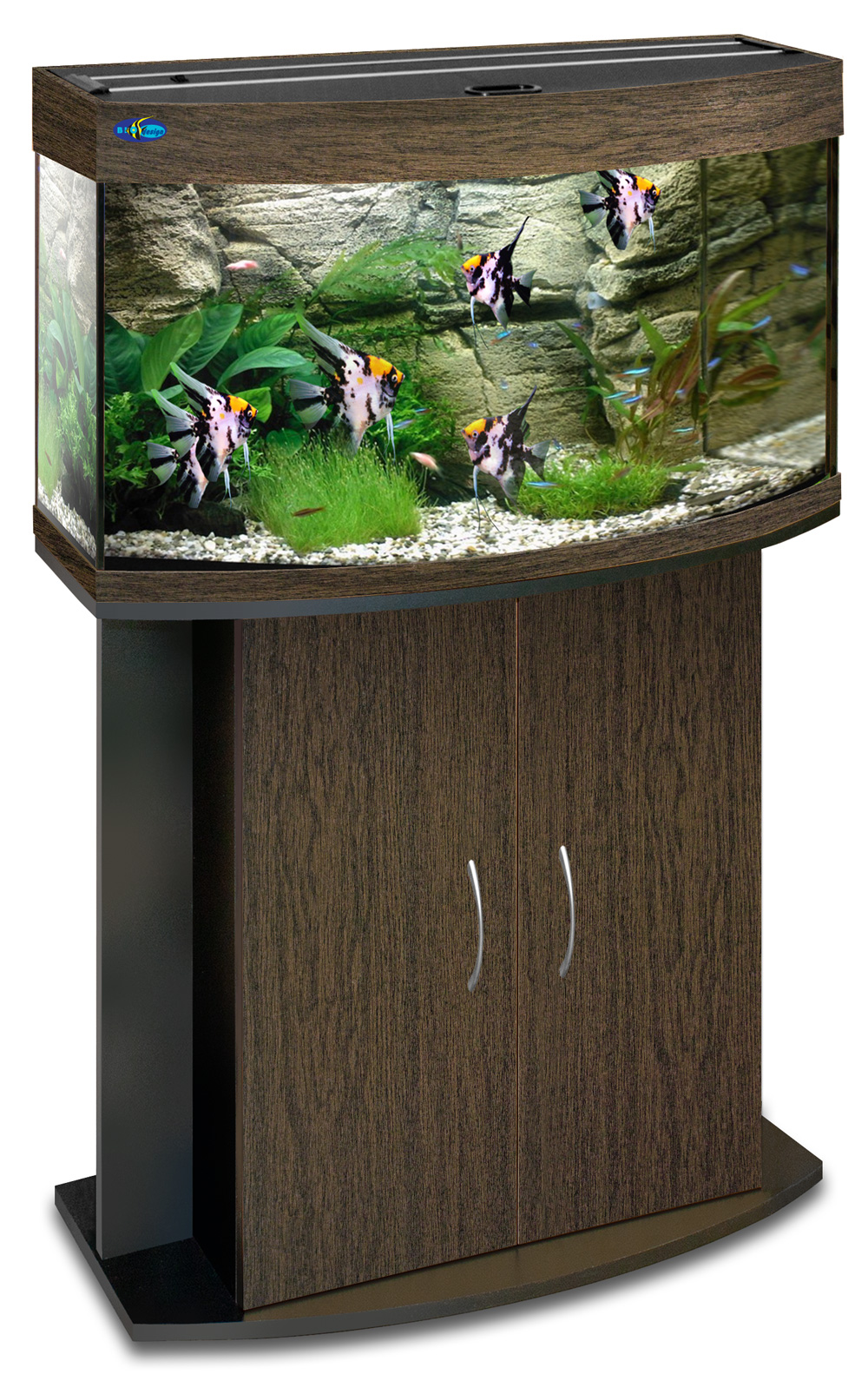 аквариум угловой биодизайн с тумбой